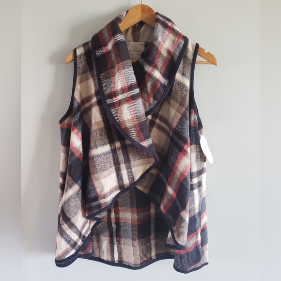 ALTAR'D STATE Plaid Open Waterfall Sweater Vest S - Picture 1 of 11
